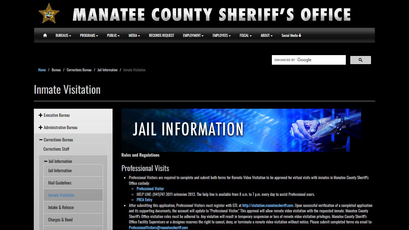 Inmate Visitation - Manatee Sheriff